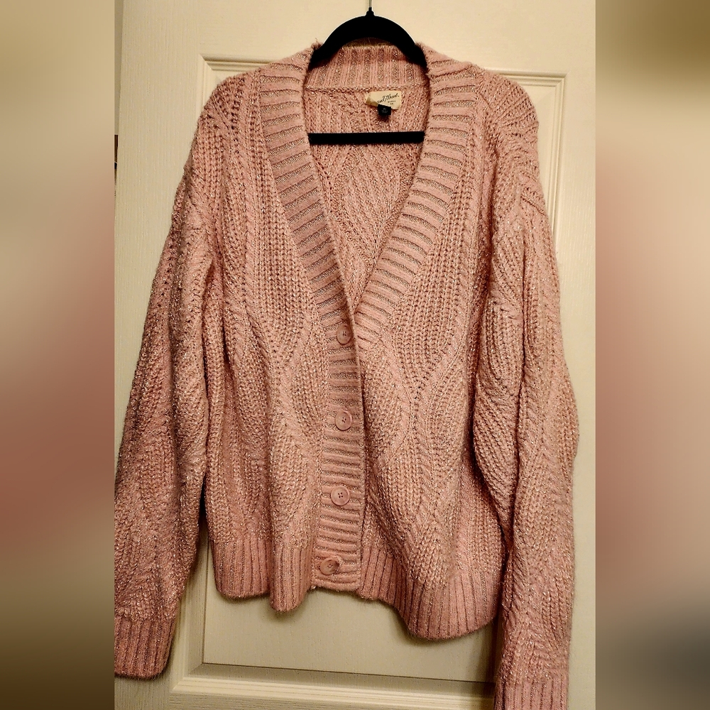 Women's Sparkle Pink Cable Knit Sweater